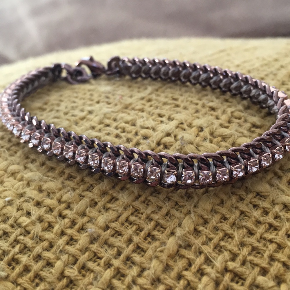 Stella & Dot Brass Tone Crystal Bracelet